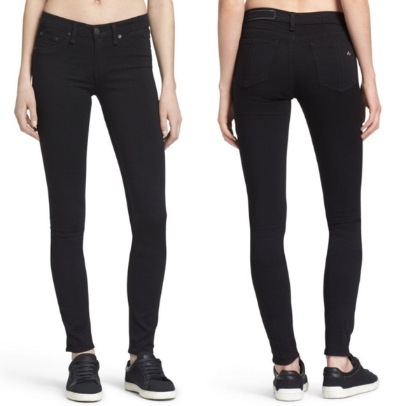 rag & bone Denim - RAG & BONE Black Plush Mid Rise Twill Jeggings 26